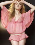 Silk Flounce Sheer Blouse Kaftan (More Colors)