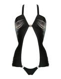 Cascade String Plunge Cut Out Bodysuit (More Colors)