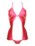 Cascade String Plunge Cut Out Bodysuit (More Colors)