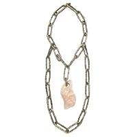 Bark Chain Necklace w/ Rose Quartz